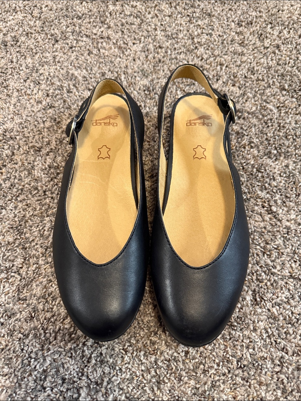 Dansko Black Leather Slingback Clogs Size 39 (8.5-9)